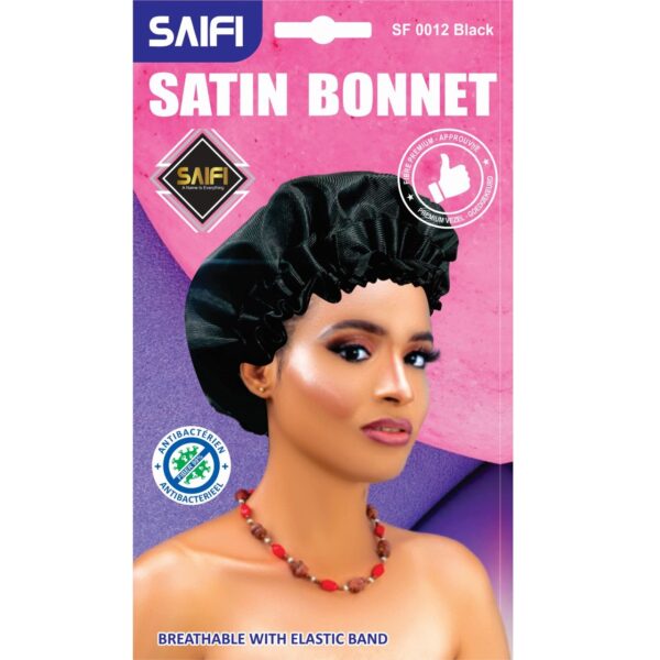 Premium Satin Bonnet – SF 0012 (Black)