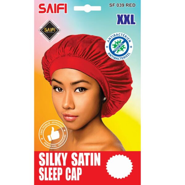 Silky Satin Sleep Cap Red XXL