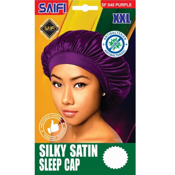 Silky Satin Sleep Cap Purple XXL
