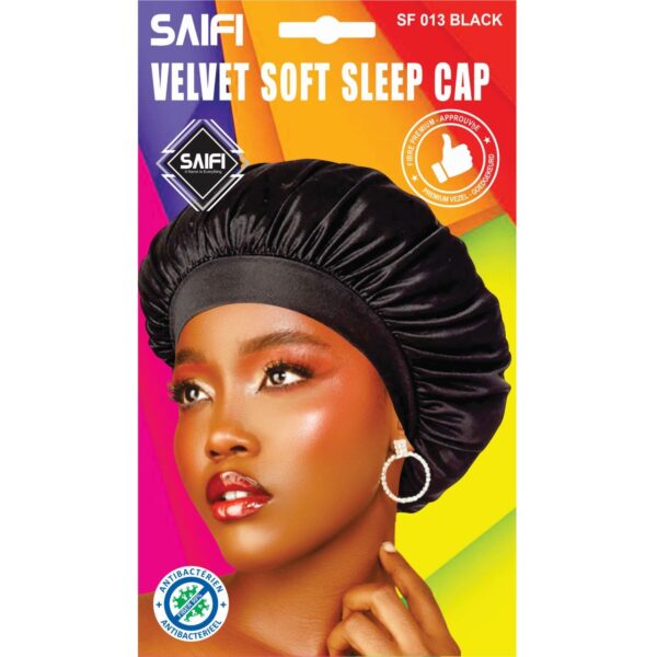 Velvet Soft Sleep Cap Black